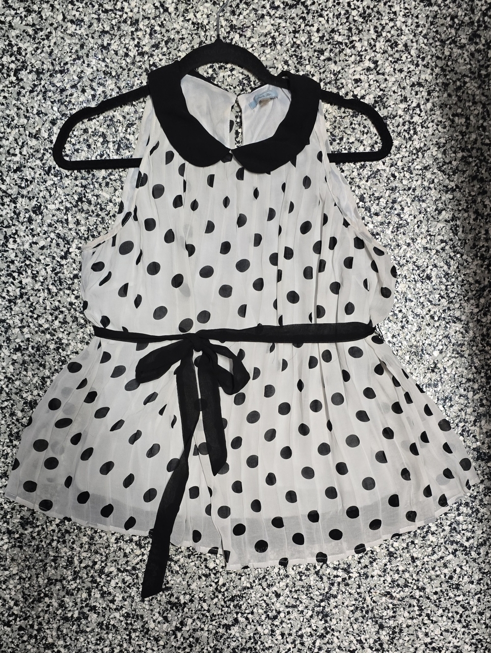 Black & White Polka Dot Peter Pan Collar Peplum Top